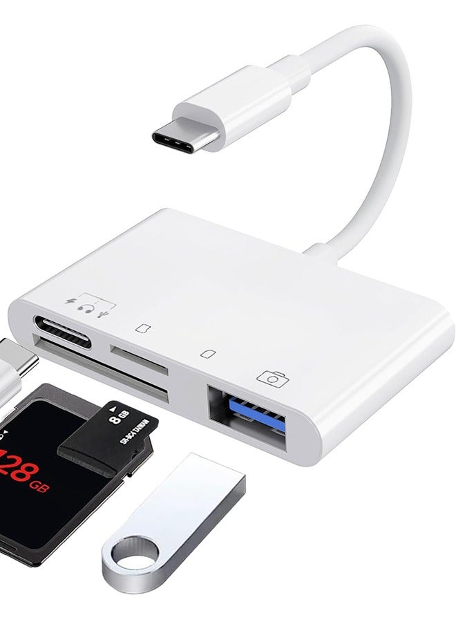 Tersely 4in1 USB-C Memory Card Reader,Type C OTG Adapter with SD MicroSD/TF USB 3.0 & Charging, for iPhone 17/16/15 Pro/Max/Plus, MacBook Pro Air 2025-2016 M3 M2 M1 Mac/iPad,for Google Pixel,More - Image 1